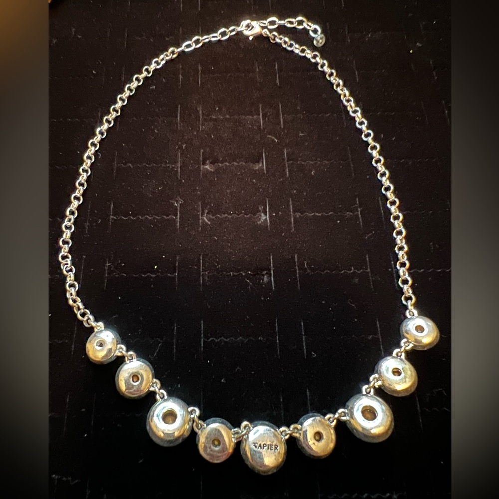 Vintage Napier Silver Necklace with Intricate Circular Design and Rhinestones - Picture 9 of 9